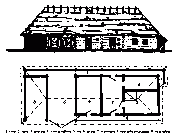 Лемківська хата. План і південний фасад