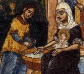 Повитуха, немовля і служниця