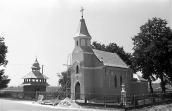 1989 р. Дзвіниця і костел. Вигляд з…