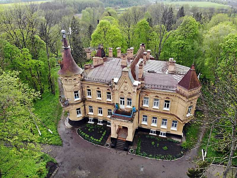 Аерофото Івана Овчарика, опубліковано 4.08.2019 р. facebook.com УСАДЬБА,… Садиба Терещенка / Уварової