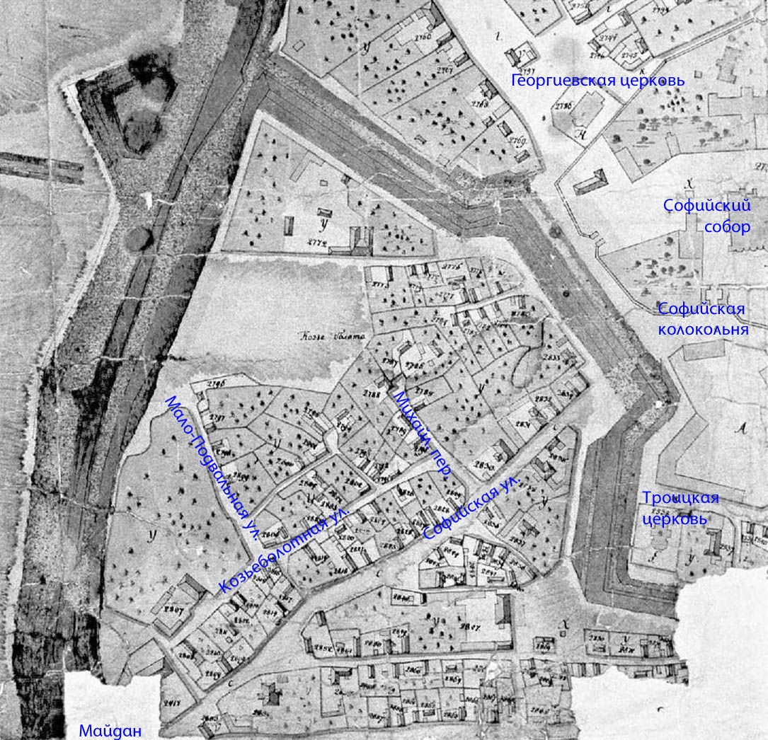 Вот упомянутый план Меленского 1803 года с примерным расположением нынешних… 1803 р. Фрагмент плану Києва…