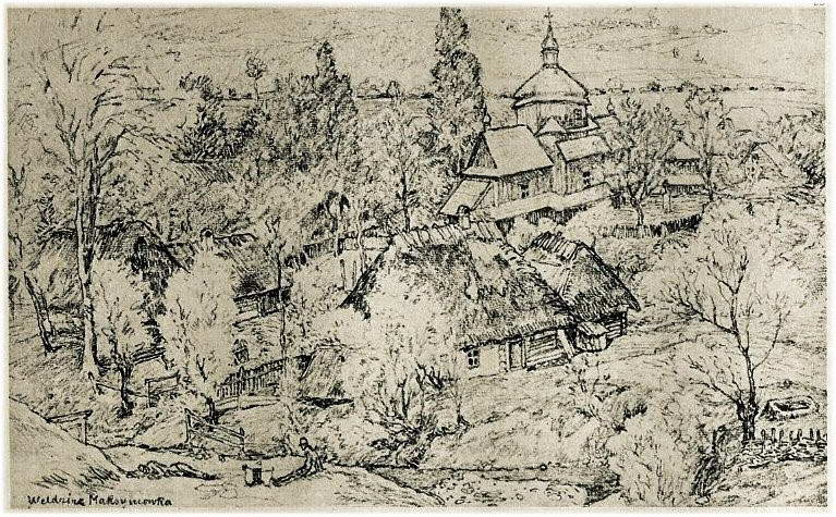 Церква Св. Трійці в Максимівці. Автор Гайнріх Фоґелер, 1916 р. Церква Св.… 1916 р. Загальний вигляд