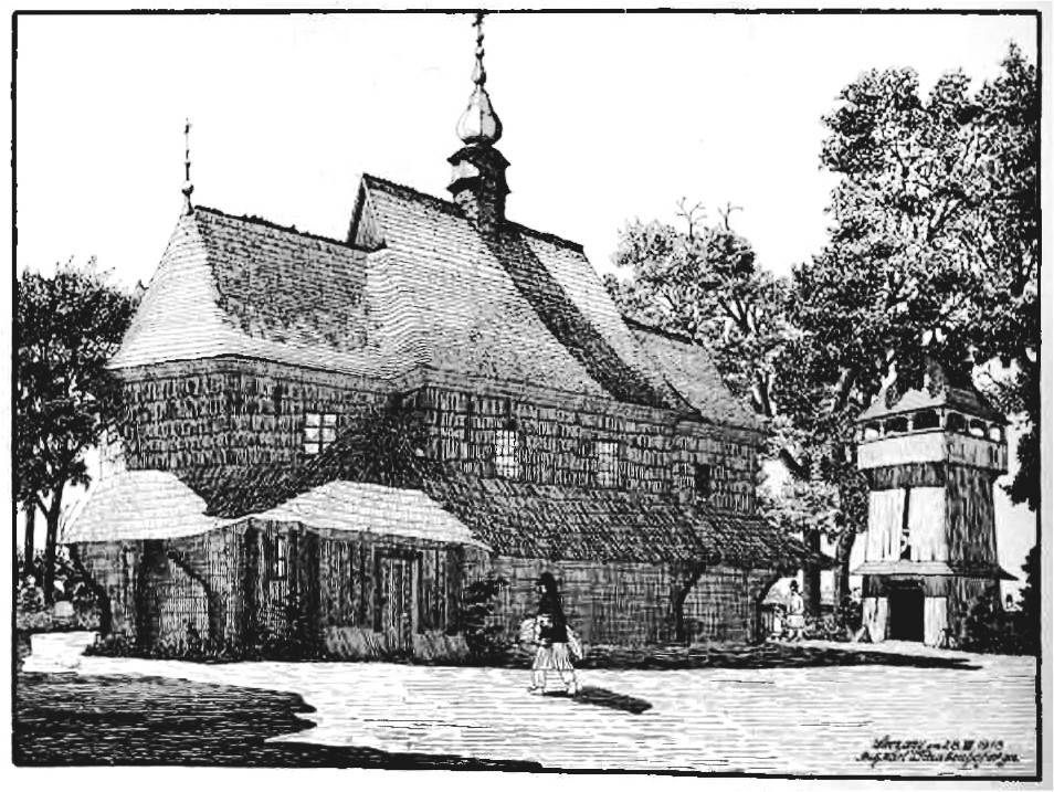 Церква Св. арх. Михайла у Верчанах. Автор Карл Раабенгофер, 28 липня 1918 р. … 1918 р. Загальний вигляд