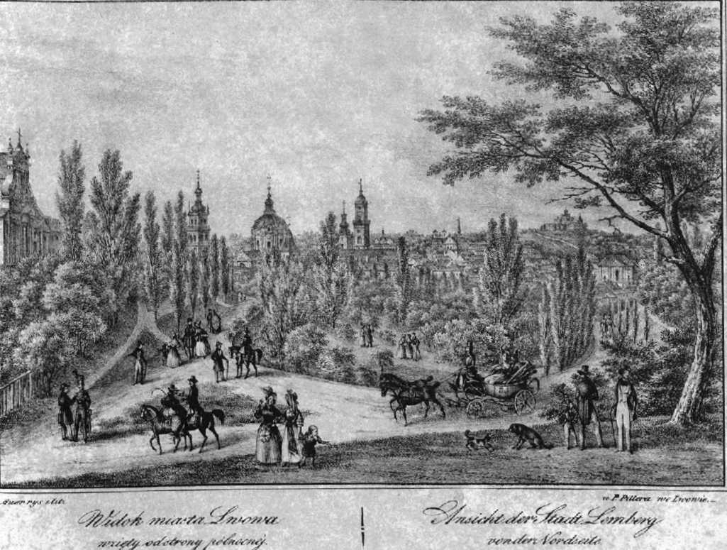 Літографія з рисунка К. Ауера бл. 1840 р. polona.pl З книги: Galicyja w… 1840 р. Вид Львова з півночі