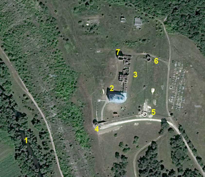 Космічне фото Яндекс yandex.ru Цифрами позначено: 1 – ріка Серет; 2 –… Космічне фото Яндекс