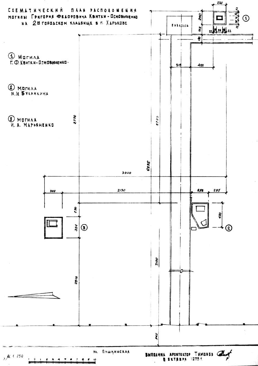 Схематичний план розташування могили