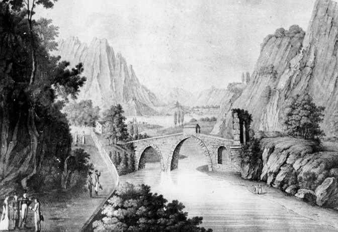 Кольорова гравюра, яка раніше знаходилась у Качанівському палаці, а тепер – в… Вид парку