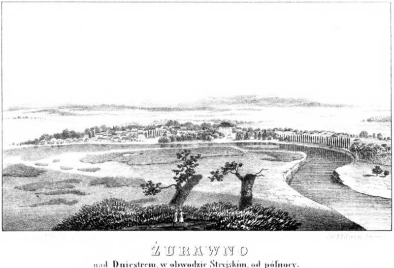 1847 р. Панорама Журавна з півночі