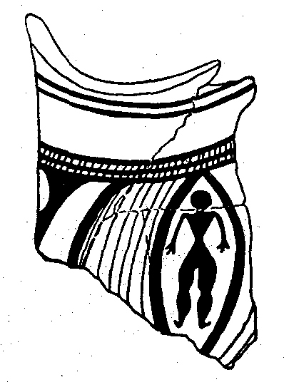 Зображення людини на глиняній посудині
