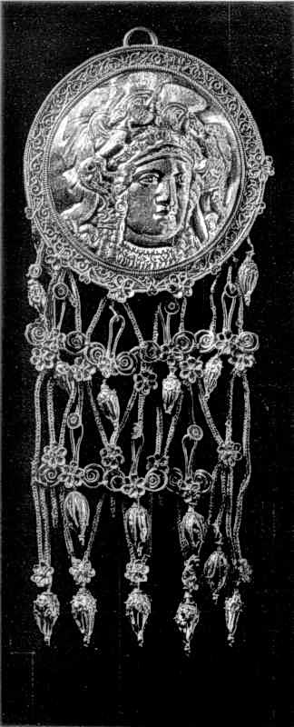 Золота підвіска з головою Афіни