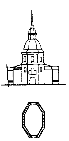 Надбрамна башта. Фасад і план