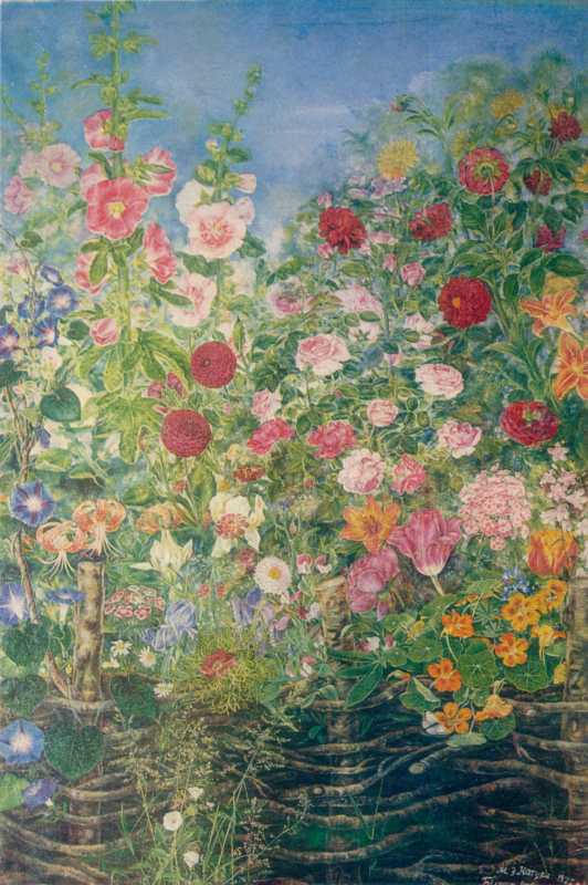 Білокур К.В. Квіти за тином