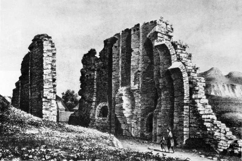 Київські Золоті ворота. Кольорова літографія невідомого художника з малюнка з… 1835..1836 pp. Загальний вигляд з…