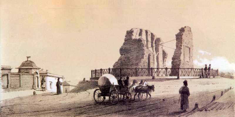 Тімм Василь Федорович (Георг-Вільгельм; 1820-1895). Золоті ворота Ярослава.… 1858 р. Загальний вигляд з півночі