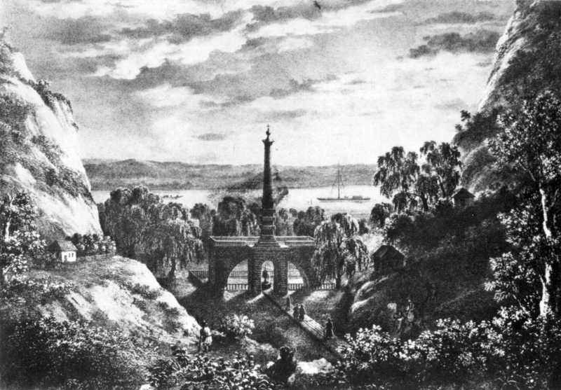 Хрещатик. Літографія І. Селезньова з малюнка з натури В. Пассека. І половина… 1830-і рр. Загальний вигляд