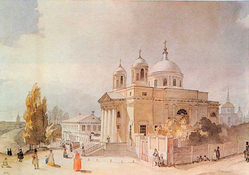 Шевченко Тарас Григорович (1814-1861). Костьол у Києві. 1846. Акварель.… 1846 р. Загальний вигляд з позиції А3