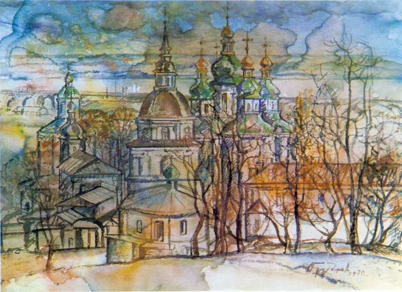 Губарев Олександр Іванович (нар. 1926). Видубицький монастир. 1970. … 1970 р. Загальний вигляд із заходу