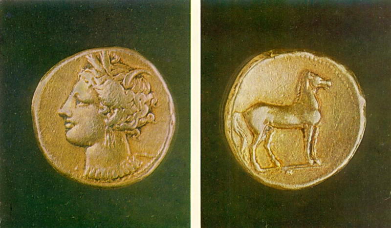 Статер. IV в. до н. э. Карфаген. Африка. Золото. Диаметр 19 мм, вес 7,5 г. … Статер Карфагена