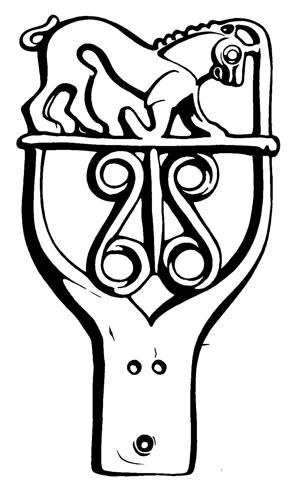 Бронза. Висота 17.1 см. Курган Чортомлик (нині Дніпропетровська обл.).… Навершя з фігурою пантери