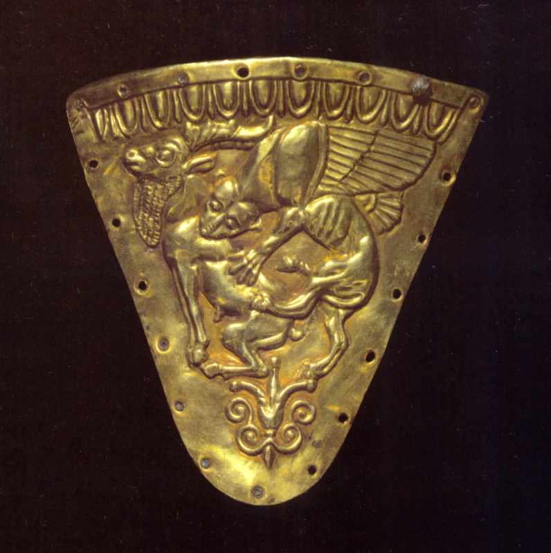 Золото. Розмір 8.3 см. Семибратні кургани, курган № 4. Розкопки… Загальний вигляд