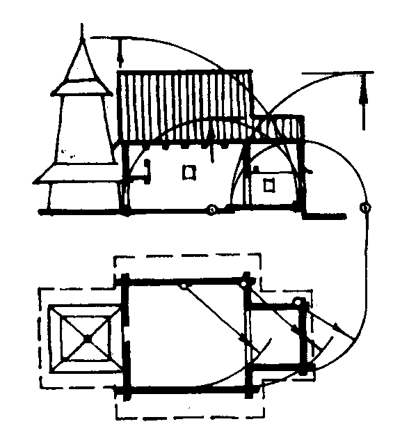 Розріз та план первісної частини