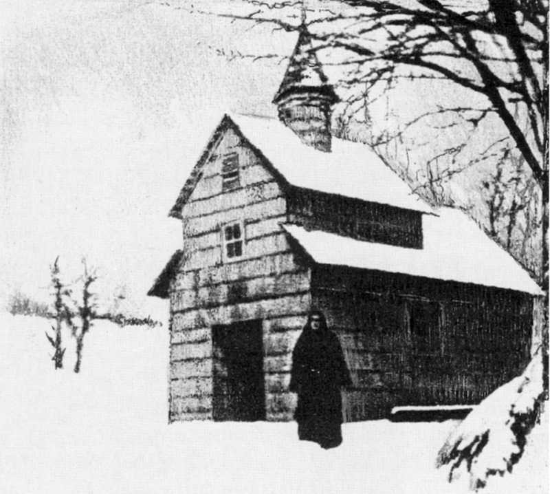 Приборжавське. Перша церква св. Серафима Саровського, 1934 – 1936 р. Світлина… 1950-і рр. Загальний вигляд першої…