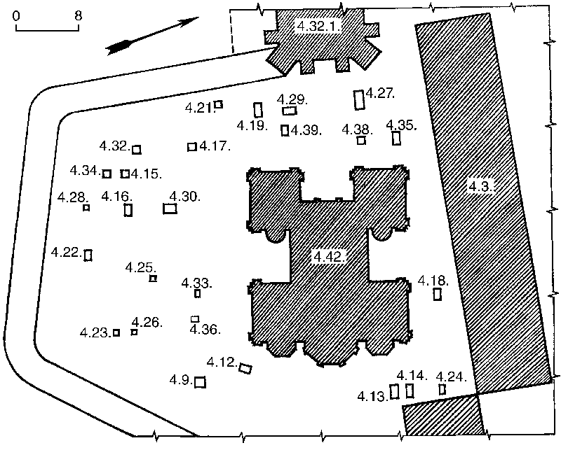 Джерело: Звід пам’яток історії і культури України. – К.: 2011 р., т. 3 (Київ),… План поховань на території Дальніх печер