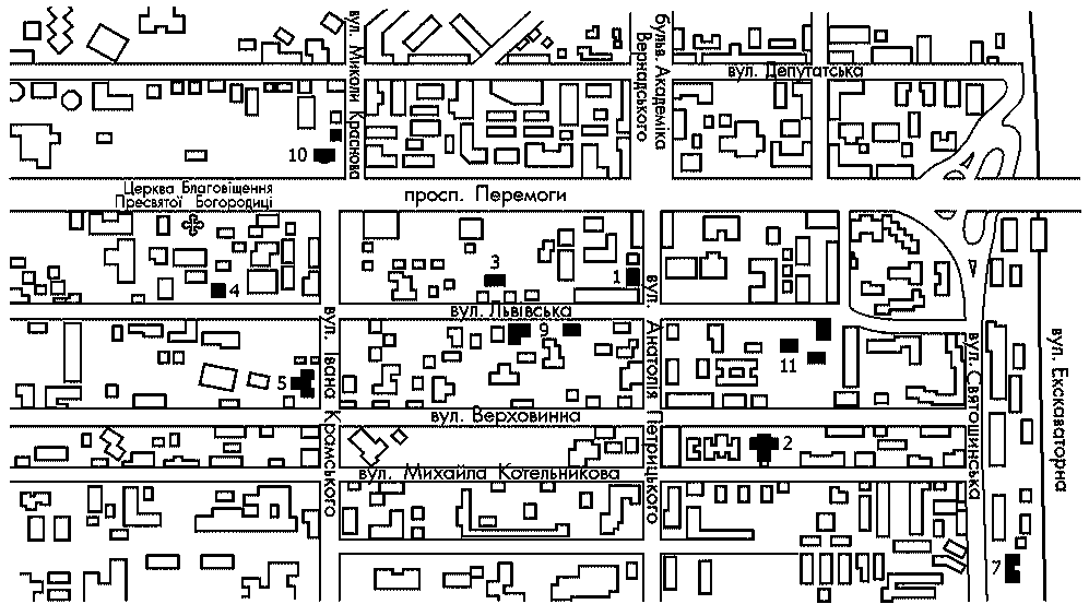 Джерело: Звід пам’яток історії і культури України. – К.: 2011 р., т. 3 (Київ),… Генеральний план (східна частина)