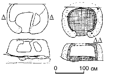 План та розріз печі будівлі № 1