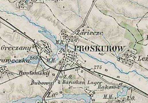 Місто Проскурів на карті 1910 р.
