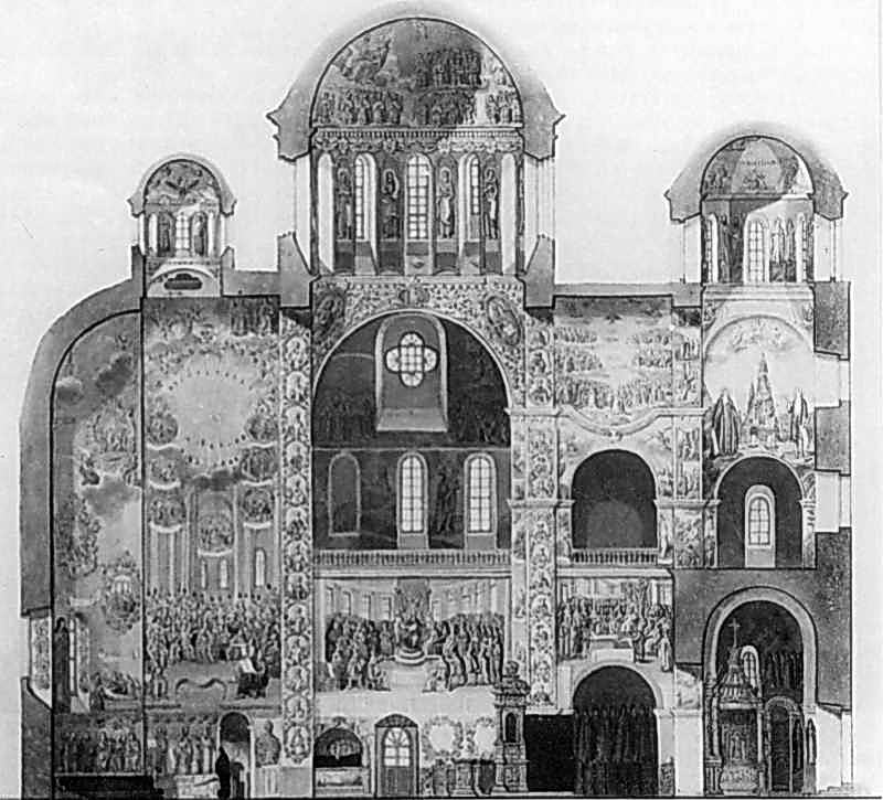 Інтер’єр Великої Успенської церкви Києво-Печерської лаври. Переріз по лінії… 1843 р. Переріз по лінії схід-захід…