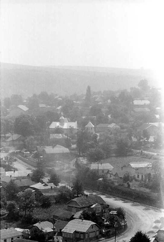 1989 р. Вид села з церквою від замку у…